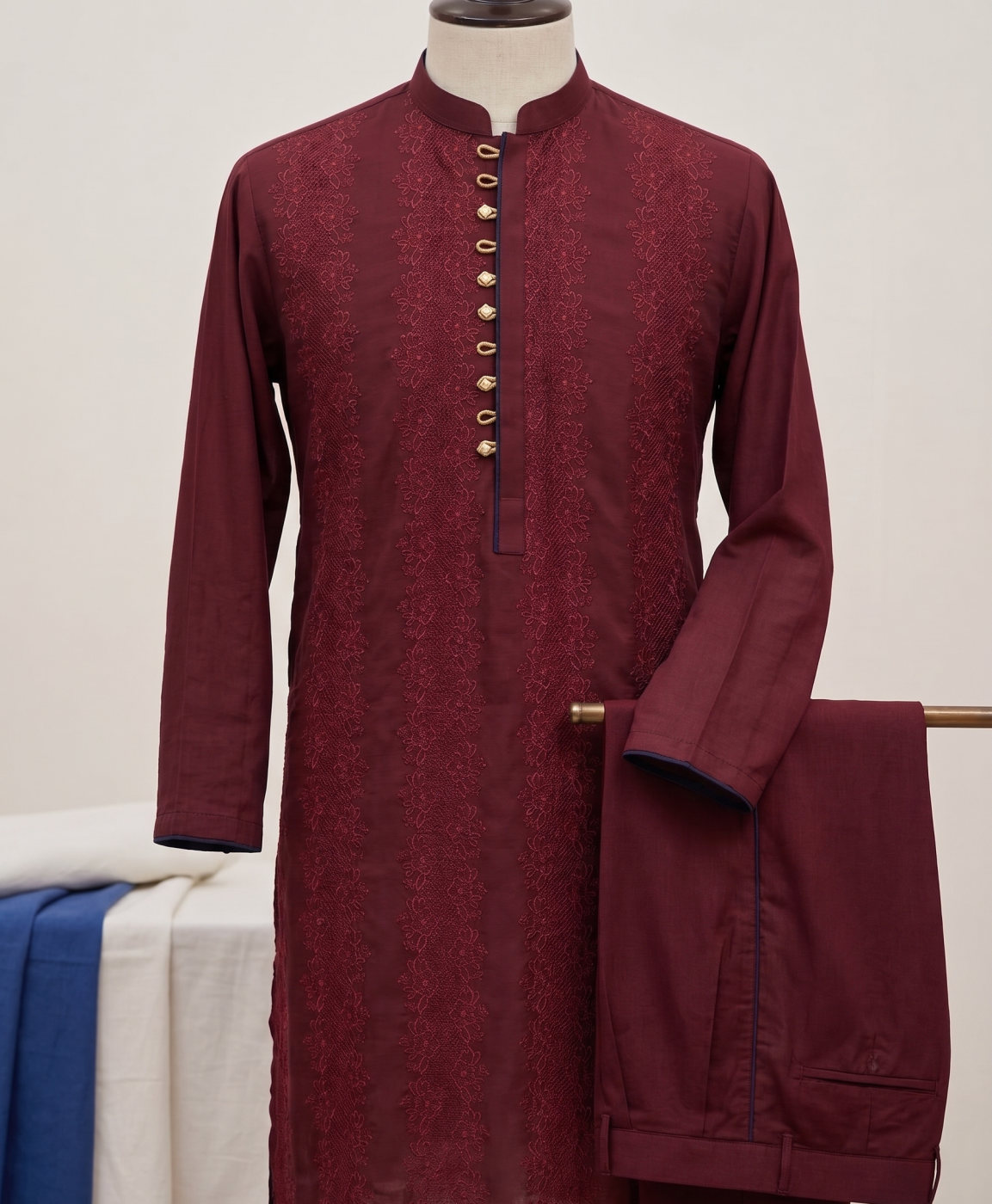 Maroon Zardozi Kurta