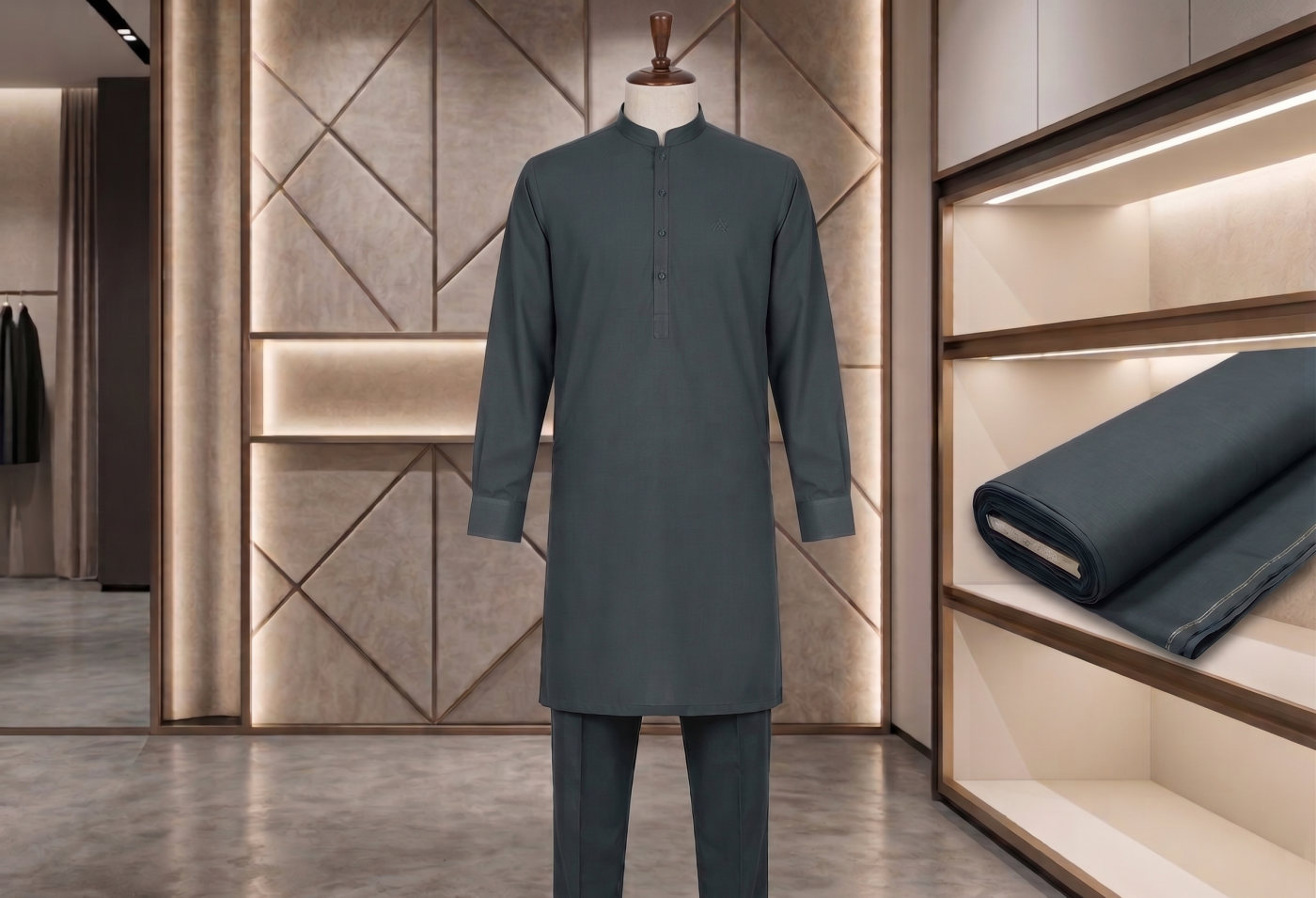Charcoal Mandarin Kurta