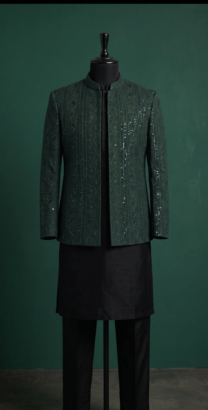 Emerald Sequin Prince Coat