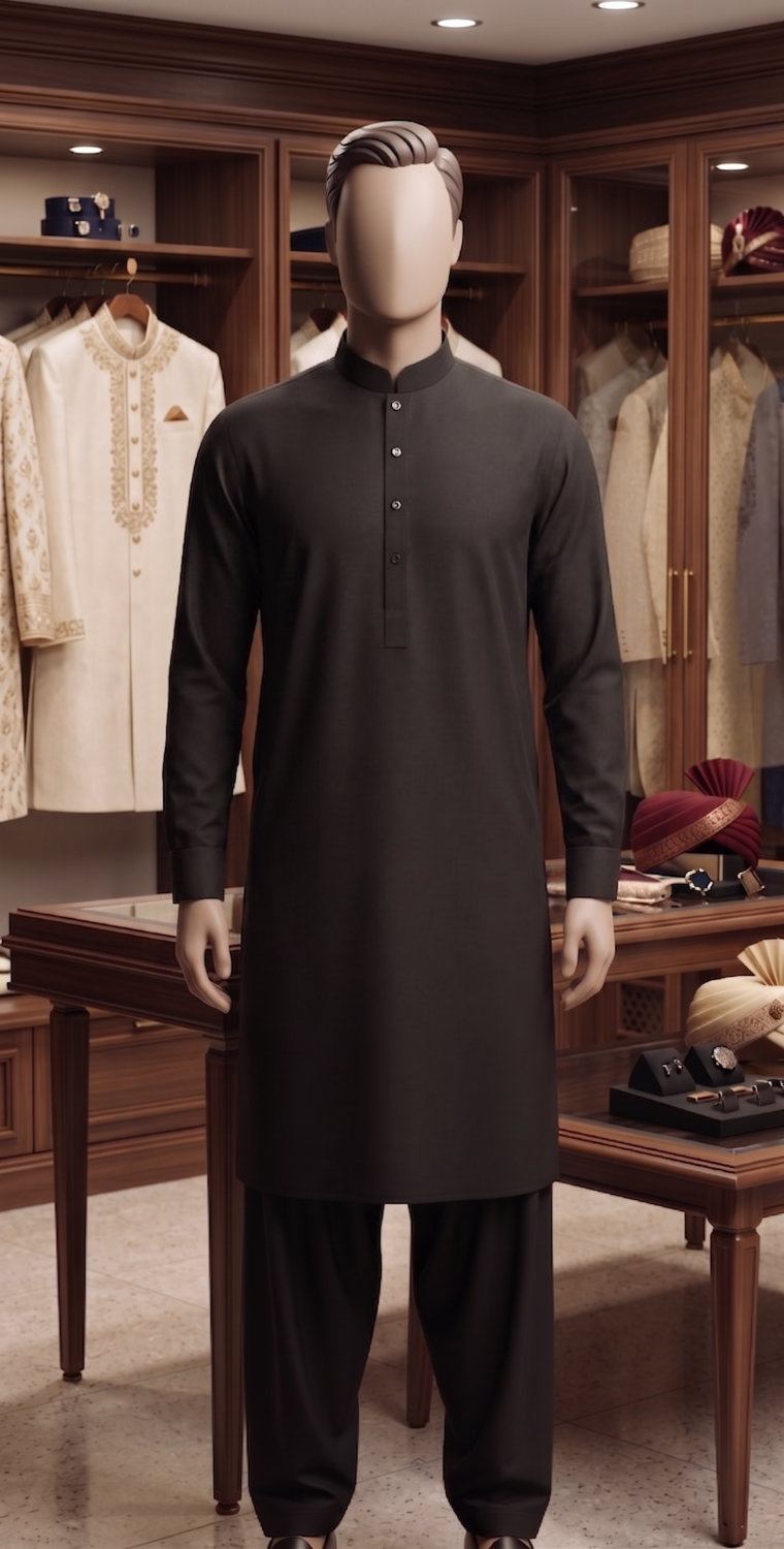 Rust Teal Jamawar Prince Coat — view 2